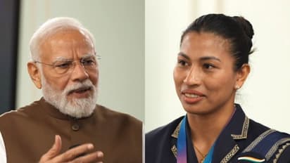 Narendra Modi (L) and Lovlina Borgohain (R) (Photo: ANI/DD)