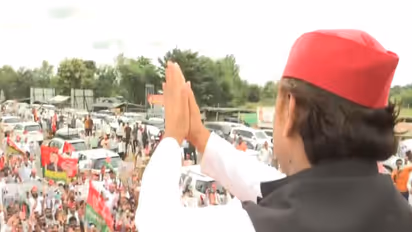 Akhilesh Yadav during SP's 'PDA Rath' yatra (Photo/ANI)