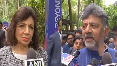 Kiran Mazumdar Shaw and Chief Minister of Karnataka, DK Shivakumar (Photo/ANI)