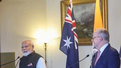 Prime Minister Narendra Modi addresses a joint press conference alongside Australian Prime Minister Anthony Albanese. (Photo: X/@narendramodi)