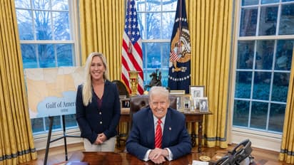 Republican Congresswoman Marjorie Taylor Greene with US President Donald Trump (Photo/X@RepMTG)