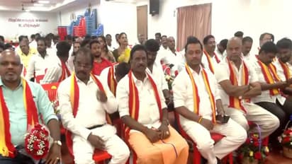 Members who joined TVK at party headquarter in Panaiyur, Chennai (Photo/ANI)
