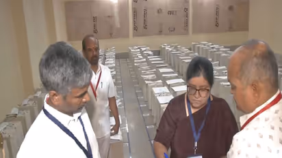 Vote counting underway at the Gulbarga University counting centre in Kalaburagi, Karnataka, for the North-East Teachers' Legislative Council constituency election (Photo/ANI)