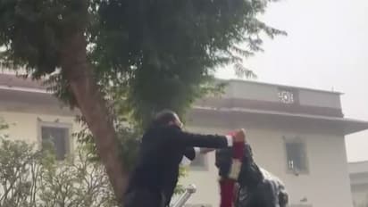 CJI Surya Kant paying floral tributes to Mahatma Gandhi at Rashtrapati Bhawan in New Delhi. (Photo/ANI)