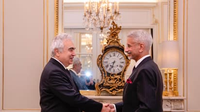 External Affairs Minister S Jaishankar meets International Energy Agency Executive Director Fatih Birol in Paris. (Photo: X/@DrSJaishankar)