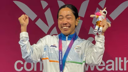 Mirabai Chanu celebrating after winning Gold medal in CWG 2026 (Photo: X/@mirabai_chanu)