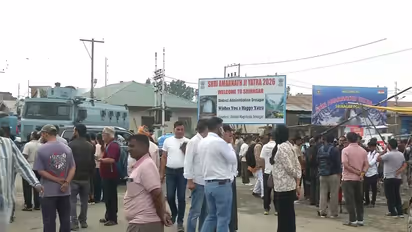 Pilgrims at Srinagar's Pantha Chowk base camp waiting to depart for Baltal (Photo/ANI)