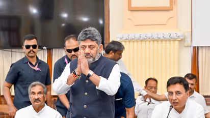 Karnataka Chief Minister DK Shivakumar during a meeting before casting vote for the MLC election (Photo/ANI)
