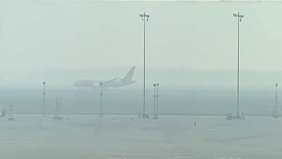 Low visibility at Delhi Indira Gandhi International Airport due to fog (Photo/ANI)
