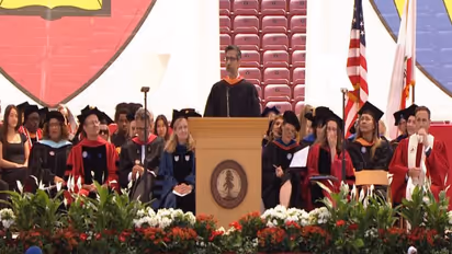 Sundar Pichai gives Stanford’s 2026 Commencement address (Photo/Youtube@stanford)