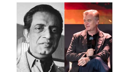 Satyajit Ray (Photo/X@MinistryofInformantion) and Christopher Nolan (Photo/UniversalPictures)