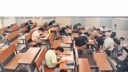 Screengrab of purported CCTV of exam hall of IIT Bombay from September 18 (Photo/Viral Video)