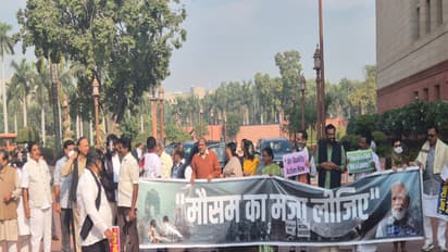 Opposition MPs protest over air pollution (Photo/ANI)