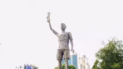 Lionel Messi statue in Kolkata. (Photo: ANI)