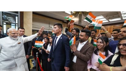 PM Modi accorded special welcome by Indian diaspora after arrival in Kyrgyz Republic (Photo/X@narendramodi)
