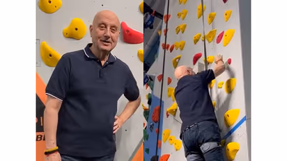 Anupam Kher performs indoor rock climbing (Photo/Instagram@anupampkher)