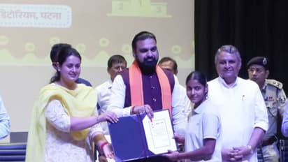 Bihar CM Samrat Choudhary and Bihar Sports Minister Shreyasi Singh distributed appointment letters to athletes. (Photo: ANI)