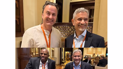 Jaishankar meets UK (below), Luxembourg (above) Deputy PM on sidelines of Sir Bani Yas Forum in UAE (Photo/X@DrSJaishankar)