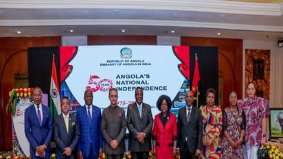 Union MoS Kirti Vardhan Singh during Angola's 50th Independence Day celebrations (Photo: @KVSinghMPGonda/X)