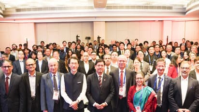 Megahlaya CM Conrad K Sangma with other dignitaries at Kizuna conclave (Photo X/ Conrad K Sangma)