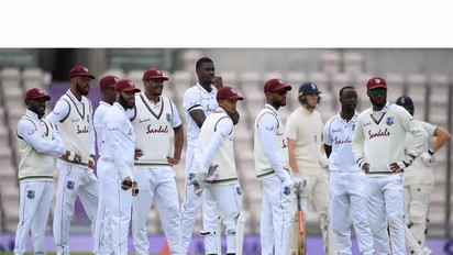 West Indies Test skipper Roston Chase (2nd from left) with his teammates. (Photo/ANI)