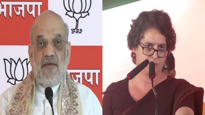Union Home Minister Amit Shah (Left) and Congress leader Priyanka Gandhi Vadra (Right) (Photos/ANI)
