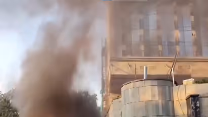 Fire erupts in under-construction building near Taj Hotel in Lucknow (Photo/ANI)