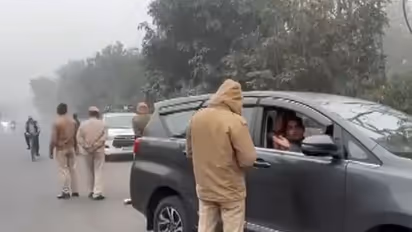 Visuals of vehicles being checked in the Shaheen Bagh area (Photo/ANI)