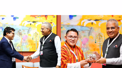 Union Minister for Environment, Forest & Climate Change Bhupender Yadav meets Sri Lankan Minister of Environment Dammika Patabendi and Bhutan Minister for Agriculture and Livestock Lyonpo Younten Phuntsho (Photos/X/@byadavbjp)
