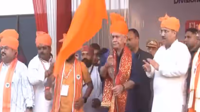 J&K Lt Governor Manoj Sinha flagged off the first batch of Baba Budha Amarnath ji Yatra from Jammu Base camp (Photo/ ANI)