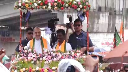 Amit Shah holds roadshow in Alappuzha Assembly ahead of Keralam elections (Photo/ANI)