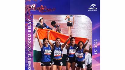 Indian women’s 4x400m relay team of Kiran, Machettira Poovamma, Prachi and Vithya Ramraj (Photo: X/@afiindia)