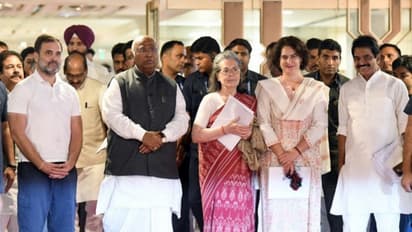 Congress leaders including Rahul Gandhi, Mallikarjun Kharge and Sonia Gandhi. (File Photo/ANI)