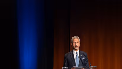 EAM Jaishankar speaks during an event organised by the Asia Society in New York. (Photo: X/@DrSJaishankar)