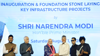 Andhra Pradesh CM Chandrababu Naidu during inauguration ceremony of Bhogapuram airport alongside PM Modi (Photo/@ncbn/X)