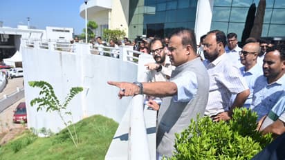 Assam CM Himanta Biswa Sarma inspects ongoing works at Guwahati Science City (Photo/ANI)