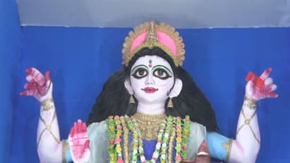 40-foot-high idol of Goddess Saraswati unveiled by Tripura CM Manik Saha. (Photo/ANI)