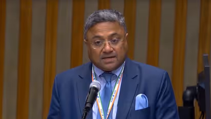 MEA Secretary (West) Sibi George delivers India’s national statement at the UN General Assembly high-level segment in New York. (Photo: X/@MEAIndia)