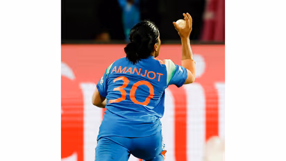 India Women's Amanjot Kaur takes the catch to dismiss South Africa Women's skipper Laura Wolvaardt (Photo: ANI)