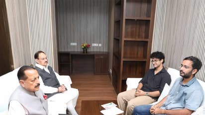 Union Ministers JP Nadda, Jitendra Singh with CJP delegation Sourav Das, Ashutosh Ranka at Constitution Club in Delhi (Photo/ANI)
