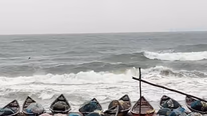 Visuals showing rough sea conditions and high waves in the Bay of Bengal (Photo/ANI)