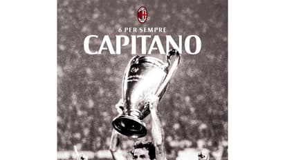 AC Milan's tribute poster for Franco Baresi (Photo: @acmilan X)