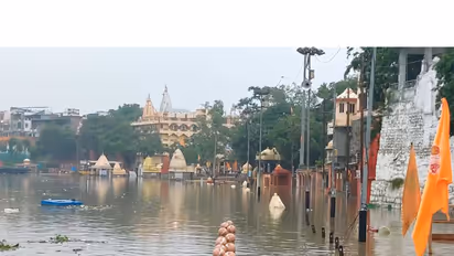 Temples near Ujjain's Ram Ghat submerged after heavy rainfall (Photo/ANI)