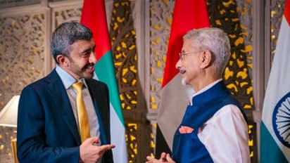 UAE Deputy Prime Minister and Foreign Minister Sheikh Abdullah bin Zayed Al Nahyan with External Affairs Minister S Jaishankar (Photo/X/@MEAIndia)