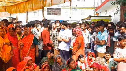 Family members and villagers protest following the incident (Photo/ANI)