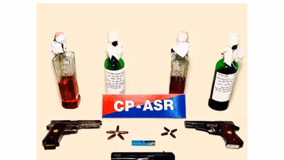 Weapons, petrol bottle bombs and ammunition recovered by Amritsar Police. (Photo: Punjab Police/X)