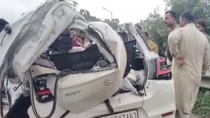 Visual of the damaged car (Photo/ANI)