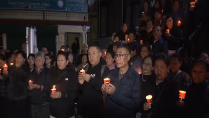 Tibetans hold candlelight vigil in Dharamshala for earthquake victims in Nakchu (Photo/ANI)
