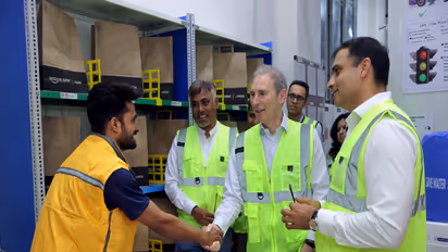Amazon CEO Andy Jassy and Samir Kumar, Country Manager, Amazon India (Photo/@ajassy)