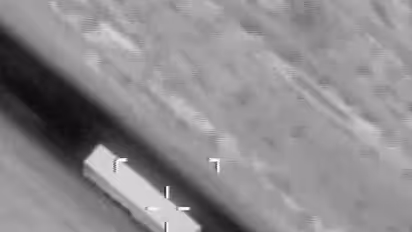 Drone Image of an Iranian asset prior to it being bombed (Photo/@CENTCOM)
